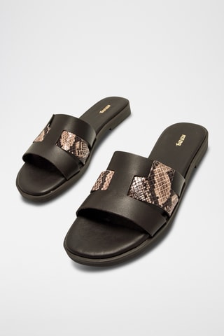 Ciabatte in pelle Alysa - Marrone e taupe