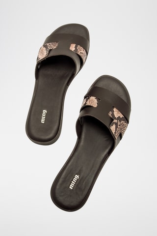 Ciabatte in pelle Alysa - Marrone e taupe