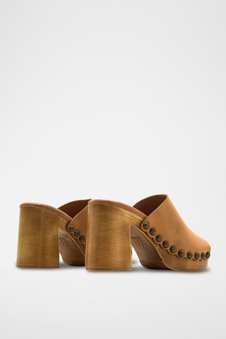 Leren Muiltjes met Hak Coyote - Camel