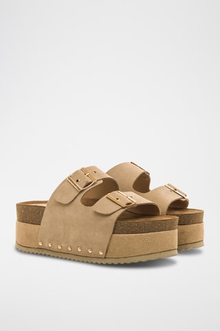 Nubuck Platform Muiltjes Everly - Beige