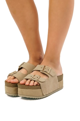 Nubuck Platform Muiltjes Everly - Beige