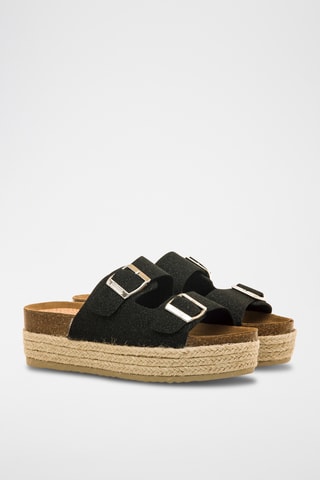 Platform Muiltjes Perla - Zwart