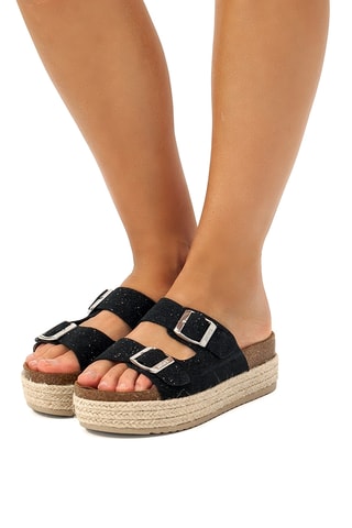 Platform Muiltjes Perla - Zwart