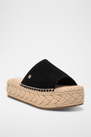 Nubuck Platform Muiltjes - Zwart