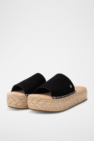 Nubuck Platform Muiltjes - Zwart