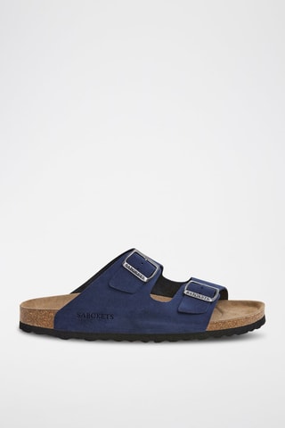 Mules en nubuck - Bleu marine