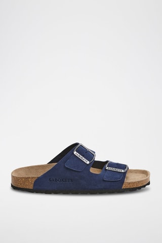 Mules em nobuck - Azul-marinho