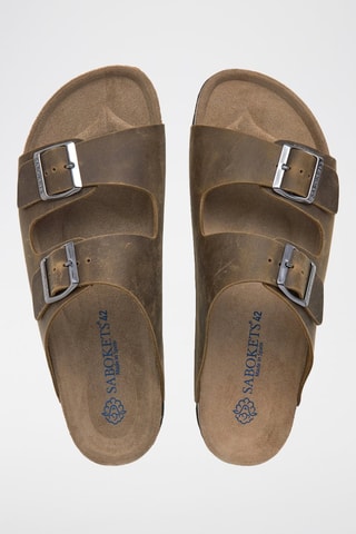 Mules en cuir - Kaki