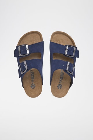 Mules en nubuck - Bleu marine