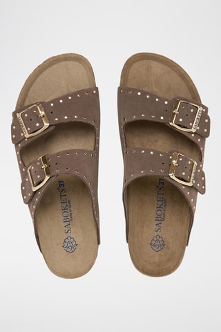 Mules em couro - Castanho