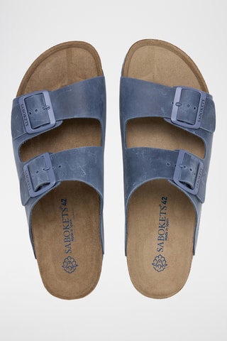 Mules en cuir - Bleu