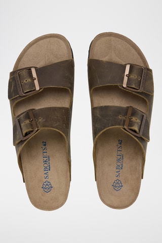 Mules en cuir - Kaki