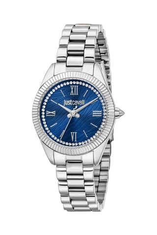 Montre à quartz en acier - Argenté et bleu foncé