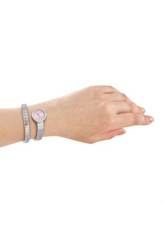 Montre à quartz en acier - Argenté et rose