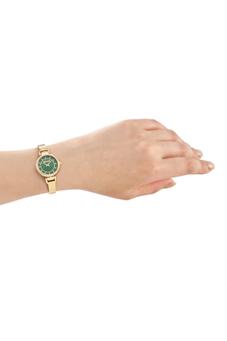 Montre à quartz en acier - Doré et vert