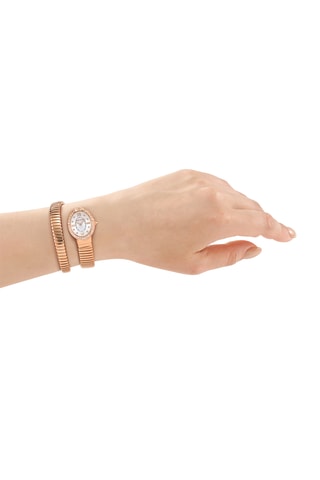 Montre à quartz en acier - Doré rose et argenté