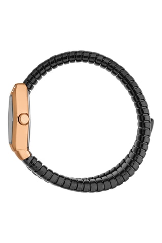 Montre à quartz en acier - Noir et doré rose