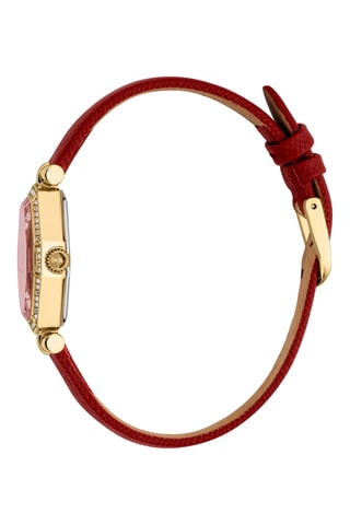 Montre à quartz en cuir - Rouge et doré