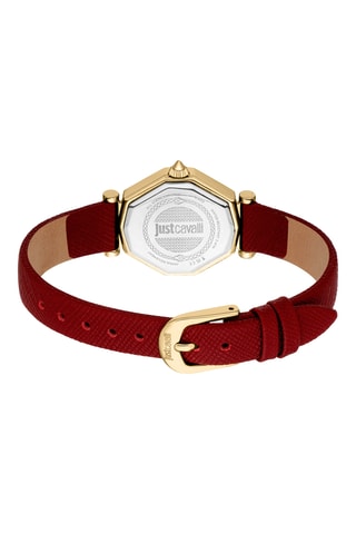 Montre à quartz en cuir - Rouge et doré