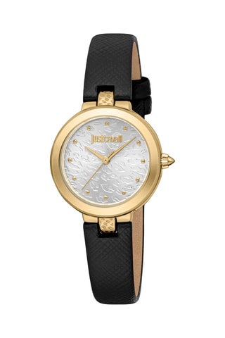 Montre à quartz en cuir - Noir et doré