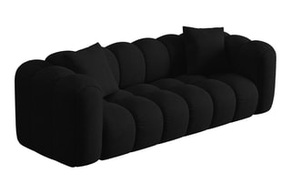Canapé Clotilde - Noir - 3 places - Revêtement en tissu chenille