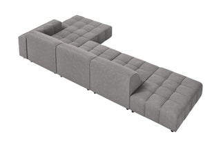 Canapé d'angle droit Luc - Gris clair - 5 places - Toucher velours