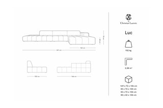 Canapé d'angle droit Luc - Gris clair - 5 places - Toucher velours