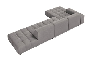 Canapé d'angle gauche Luc - Gris clair - 5 places - Toucher velours