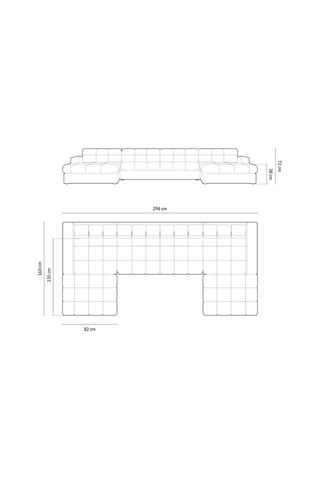 Canapé d'angle panoramique gauche Yohan - Beige - 5 places - En tissu polyester