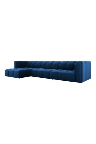 Canapé modulable Adams - Bleu roi - 5 places - Tissu toucher velours