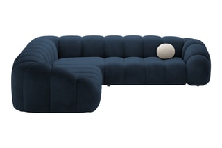 Canapé d’angle Lyna - Bleu roi - 5 places - En tissu velours