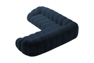 Canapé d’angle Lyna - Bleu roi - 5 places - En tissu velours