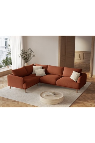 Canapé d'angle gauche Margot - Rouge brique - 6 places - Tissu structurel