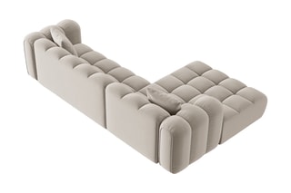 Canapé d'angle gauche Clotilde - Beige clair - 4 places - Revêtement en velours