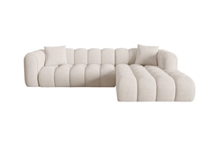 Canapé d'angle droit modulaire Clotilde - Beige - 4 places - En tissu chenille