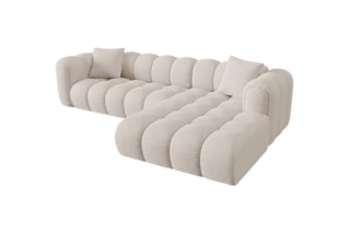 Canapé d'angle droit modulaire Clotilde - Beige - 4 places - En tissu chenille