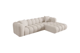 Canapé d'angle droit modulaire Clotilde - Beige - 4 places - En tissu chenille