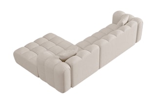 Canapé d'angle droit modulaire Clotilde - Beige - 4 places - En tissu chenille
