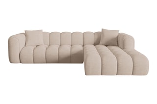 Canapé d’angle droit Clotilde - Beige - 4 places - En tissu chenille