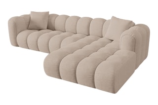 Canapé d’angle droit Clotilde - Beige - 4 places - En tissu chenille