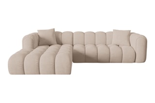 Canapé d’angle gauche Clotilde - Beige - 4 places - En tissu chenille