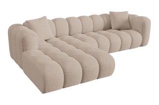 Canapé d’angle gauche Clotilde - Beige - 4 places - En tissu chenille