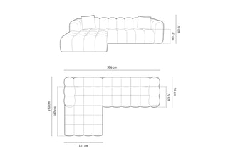 Canapé d’angle gauche Clotilde - Beige - 4 places - En tissu chenille