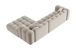 Canapé d'angle droit Clotilde - Beige clair - 4 places - Revêtement en velours