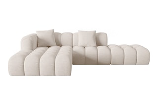 Canapé d'angle gauche Clotilde - Beige - 4 places - Revêtement en tissu