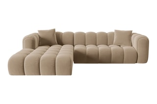 Canapé d'angle gauche Clotilde - Sable - 4 places - Revêtement en velours