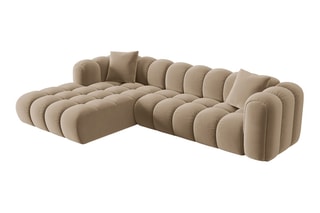 Canapé d'angle gauche Clotilde - Sable - 4 places - Revêtement en velours