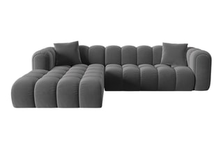 Canapé d'angle gauche Clotilde - Ciment - 4 places - Revêtement en velours