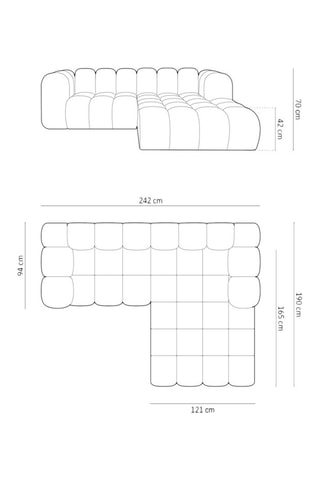 Canapé d’angle droit modulaire Halley - Bleu - 3 places - En tissu velours