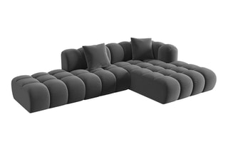 Canapé d'angle droit Clotilde - Ciment - 4 places - Revêtement en velours